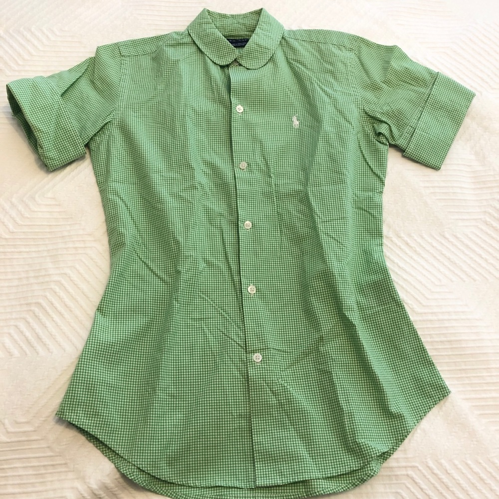 Polo Ralph Lauren brand green / white shirt. Sz 2